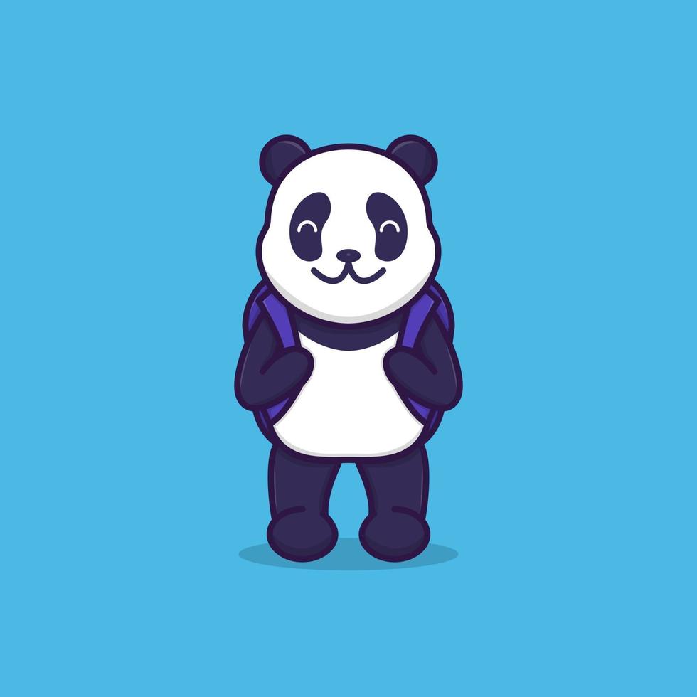 simpatico panda che va a scuola vettore