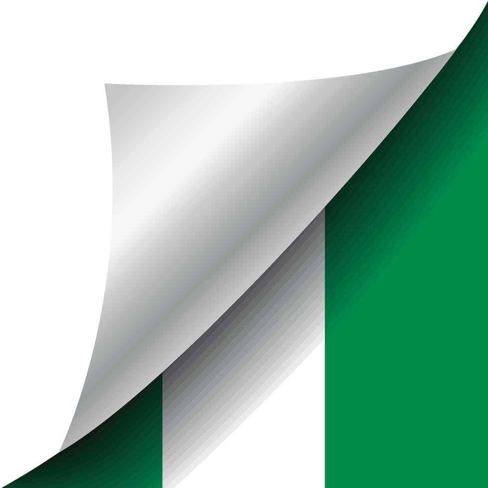 bandiera nigeria con angolo arricciato vettore