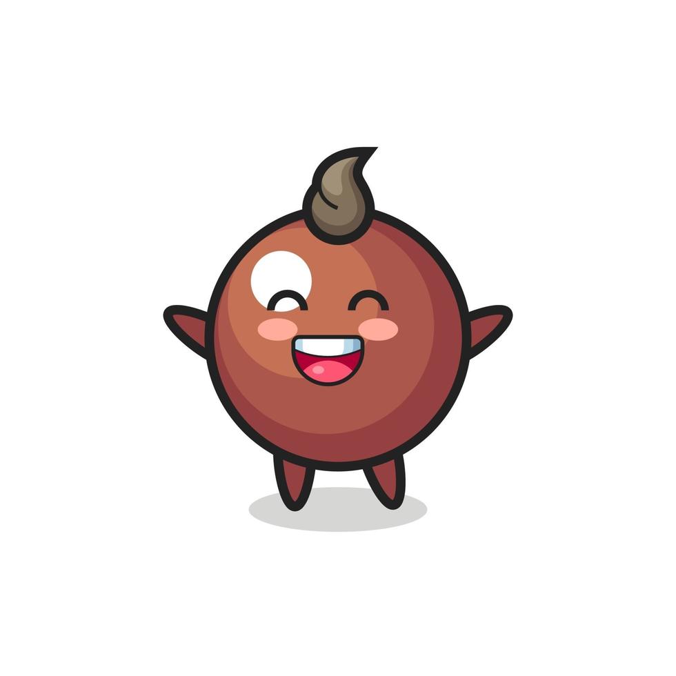 felice bambino palla di cioccolato personaggio dei cartoni animati vettore
