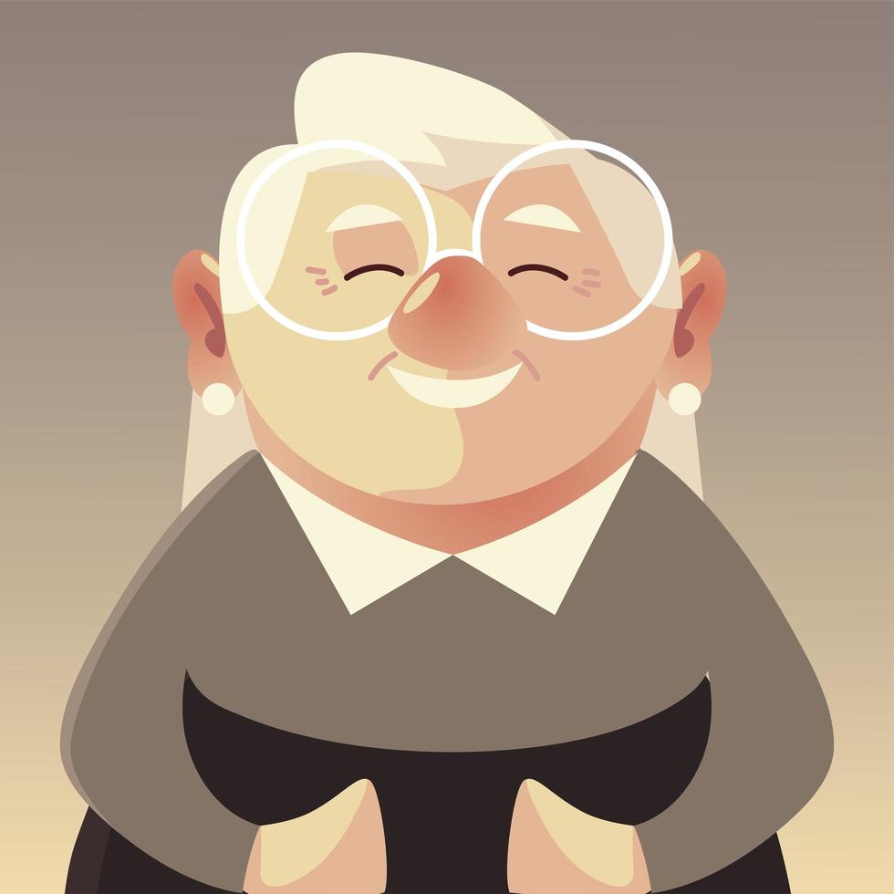 donna anziana, nonna donna anziana cartone animato vettore