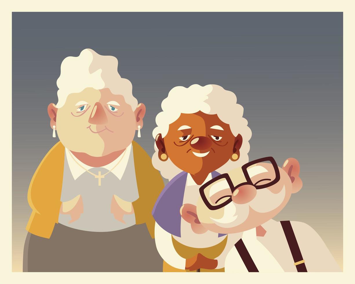 persone anziane, simpatici personaggi del nonno e della nonna insieme vettore