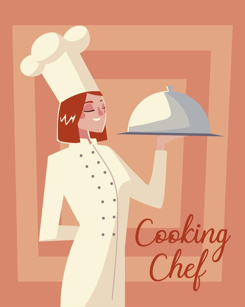 chef donna addetta al servizio catering ristorante professionale vettore