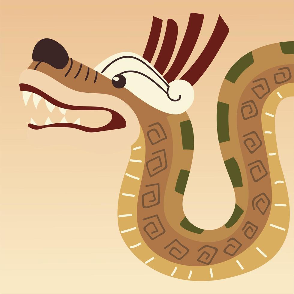 design tradizionale dell'icona dell'ornamento della cultura del serpente azteco vettore