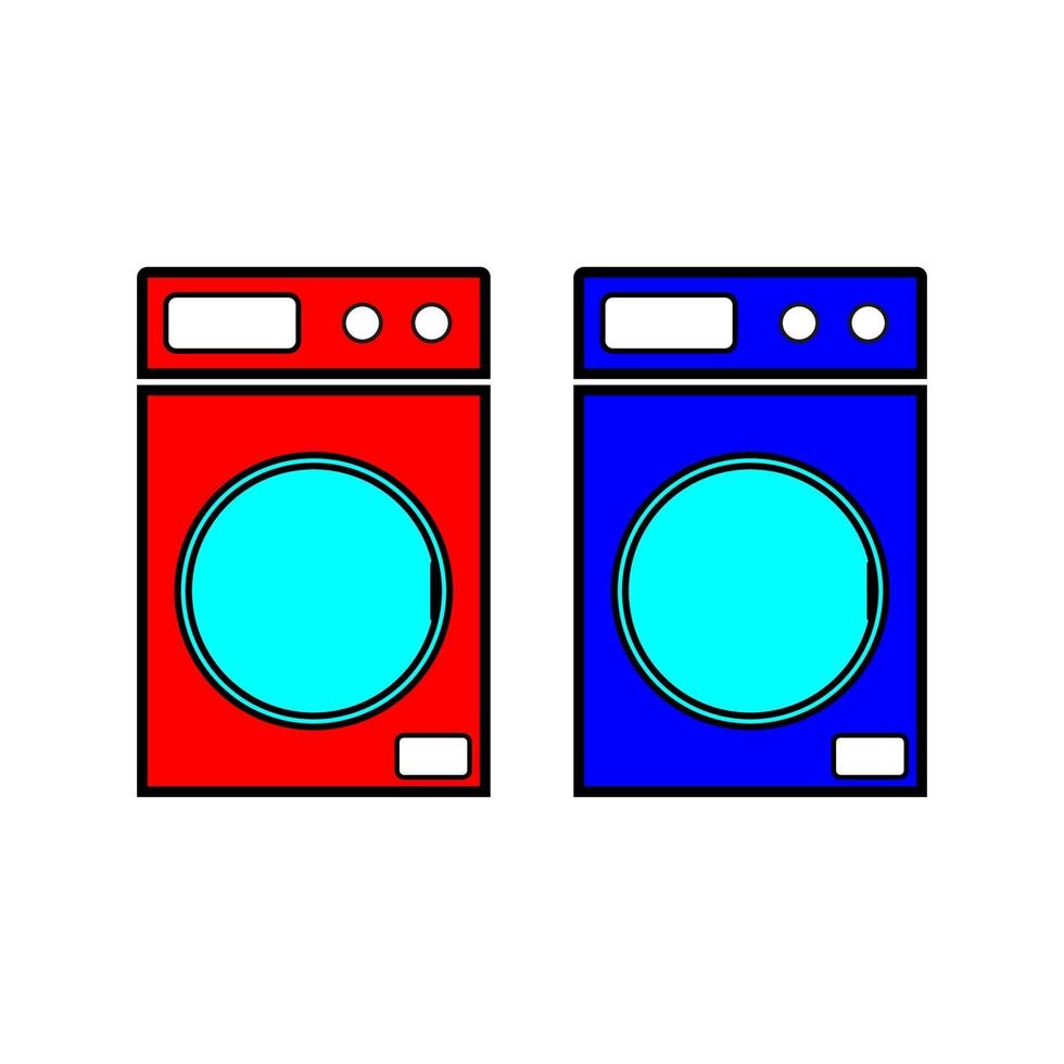 illustrazione di stile piano di vettore dell'icona delle lavatrici rosse e blu