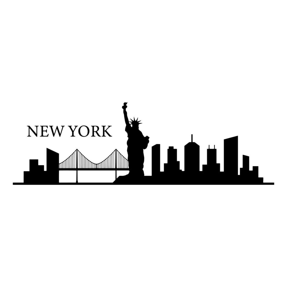 skyline di new york illustrato su sfondo bianco vettore