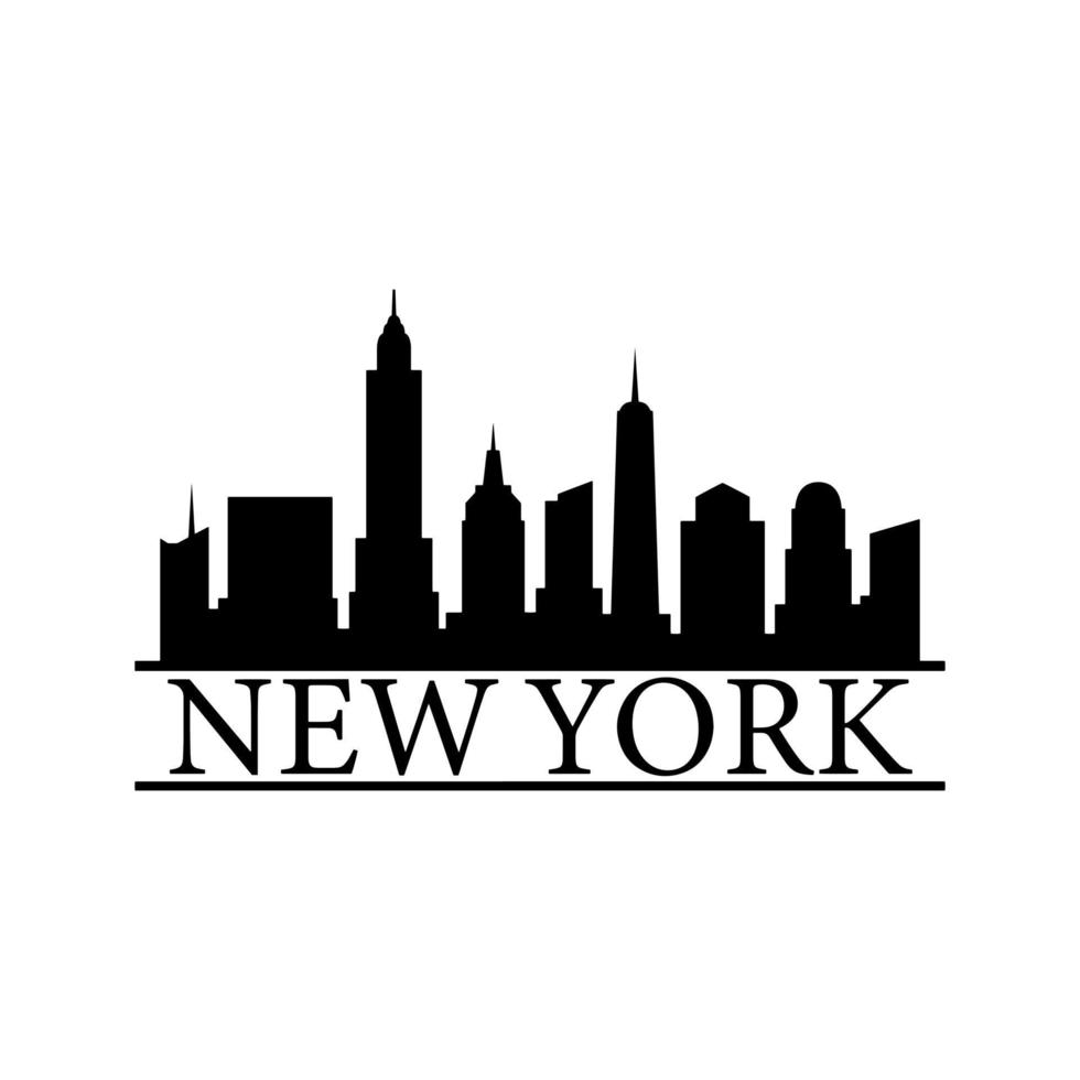 skyline di new york illustrato su sfondo bianco vettore