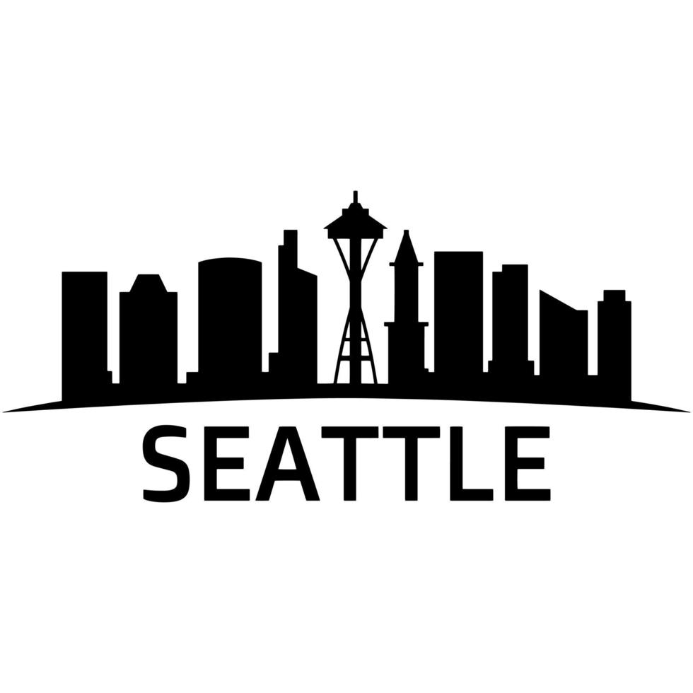 skyline di Seattle illustrato su sfondo bianco vettore