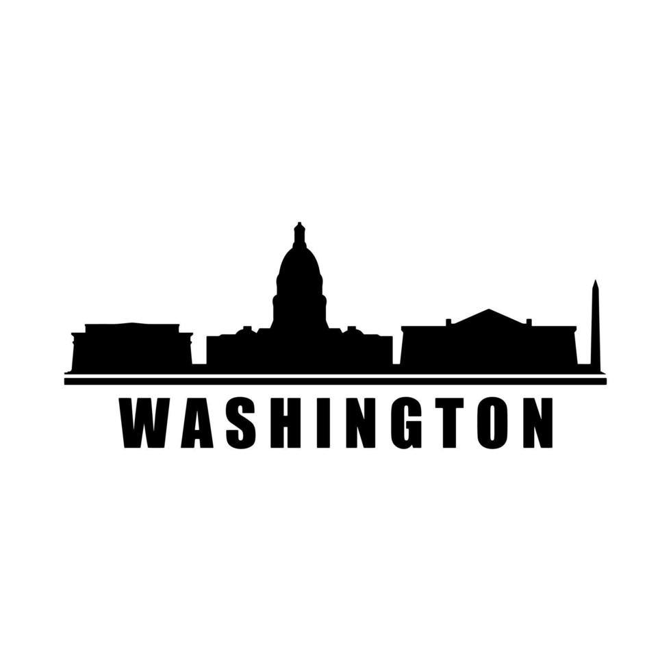 skyline di Washington illustrato su sfondo bianco vettore