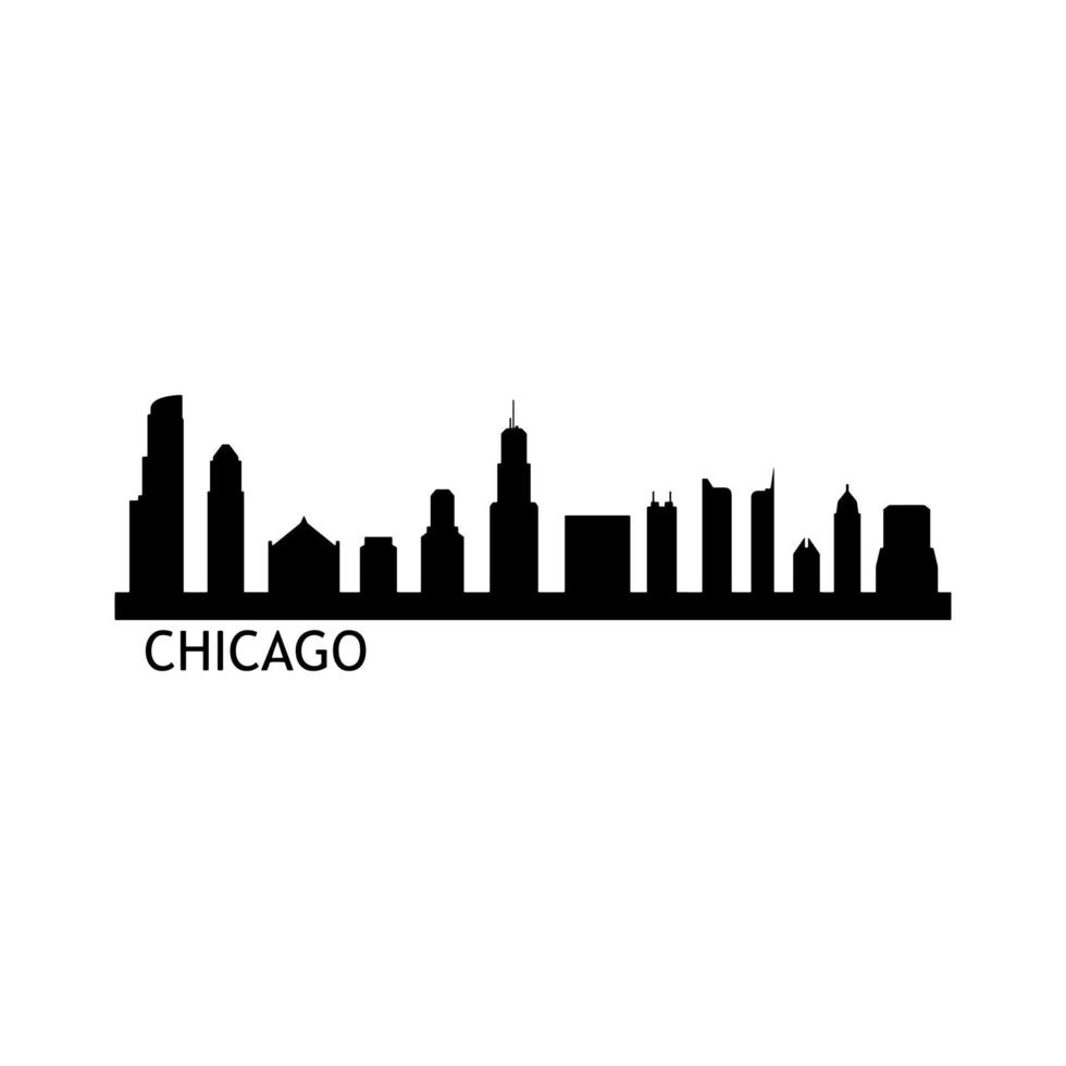 skyline di chicago illustrato su sfondo bianco vettore