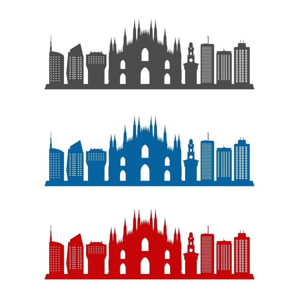 skyline di milano illustrato su sfondo bianco vettore