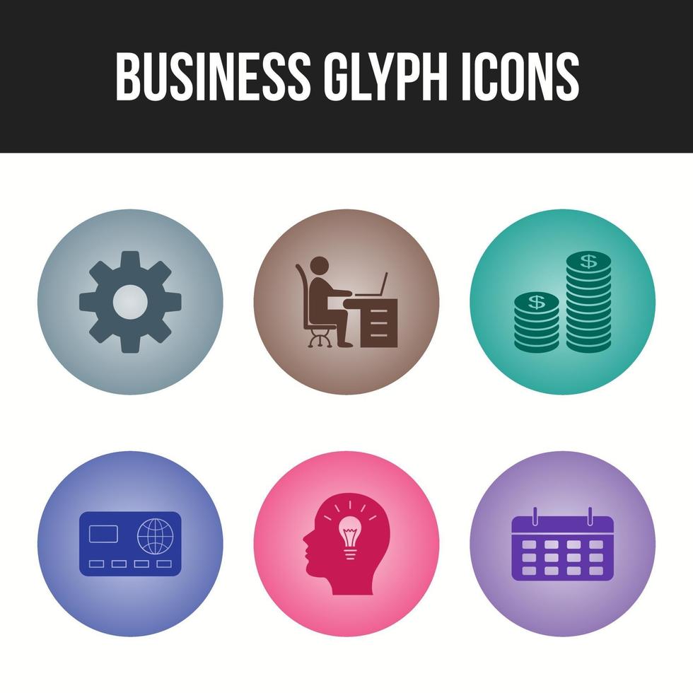 6 set di icone vettoriali glifi business unici