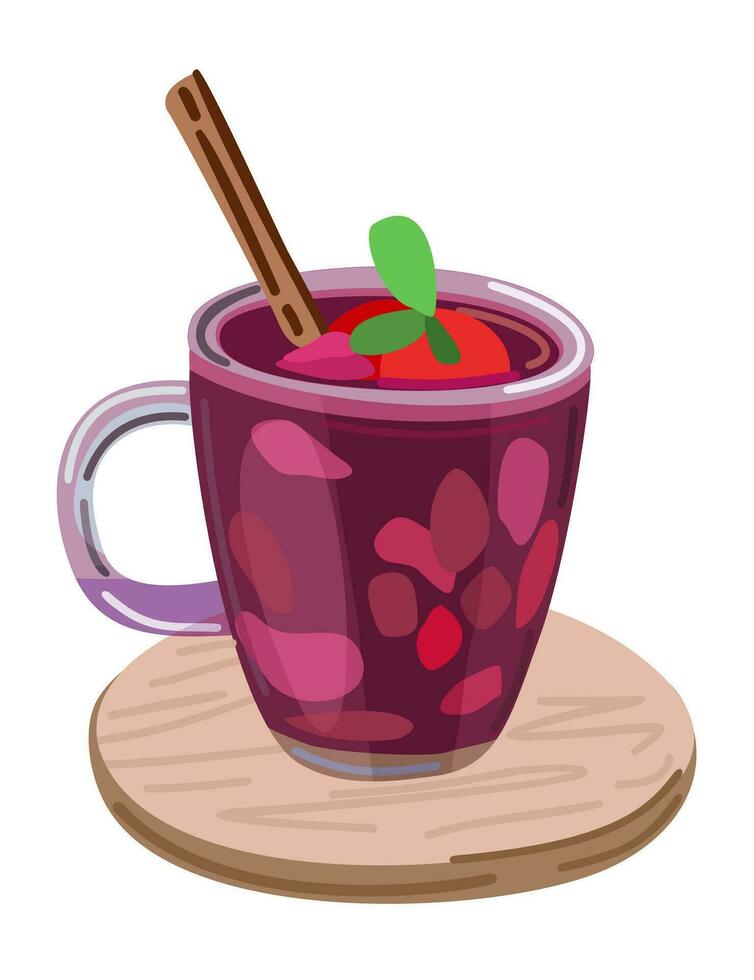 colada morada. tradizionale ecuadoriano bevanda consistente di frutta e Farina di mais. vettore illustrazione