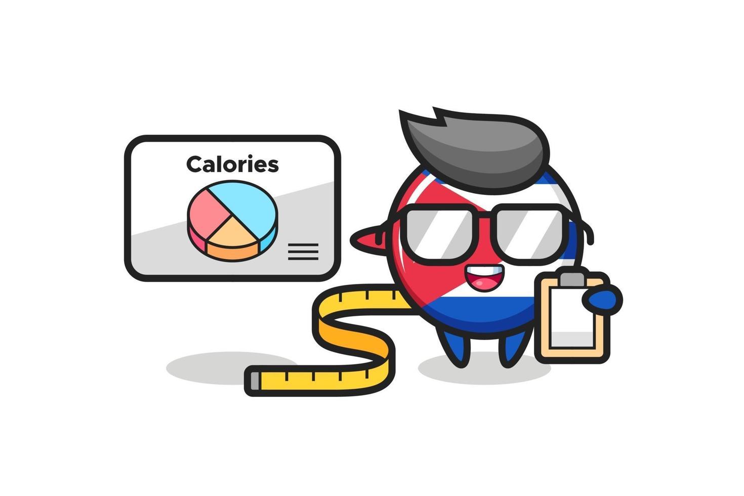 illustrazione della mascotte del distintivo della bandiera di cuba come dietista vettore