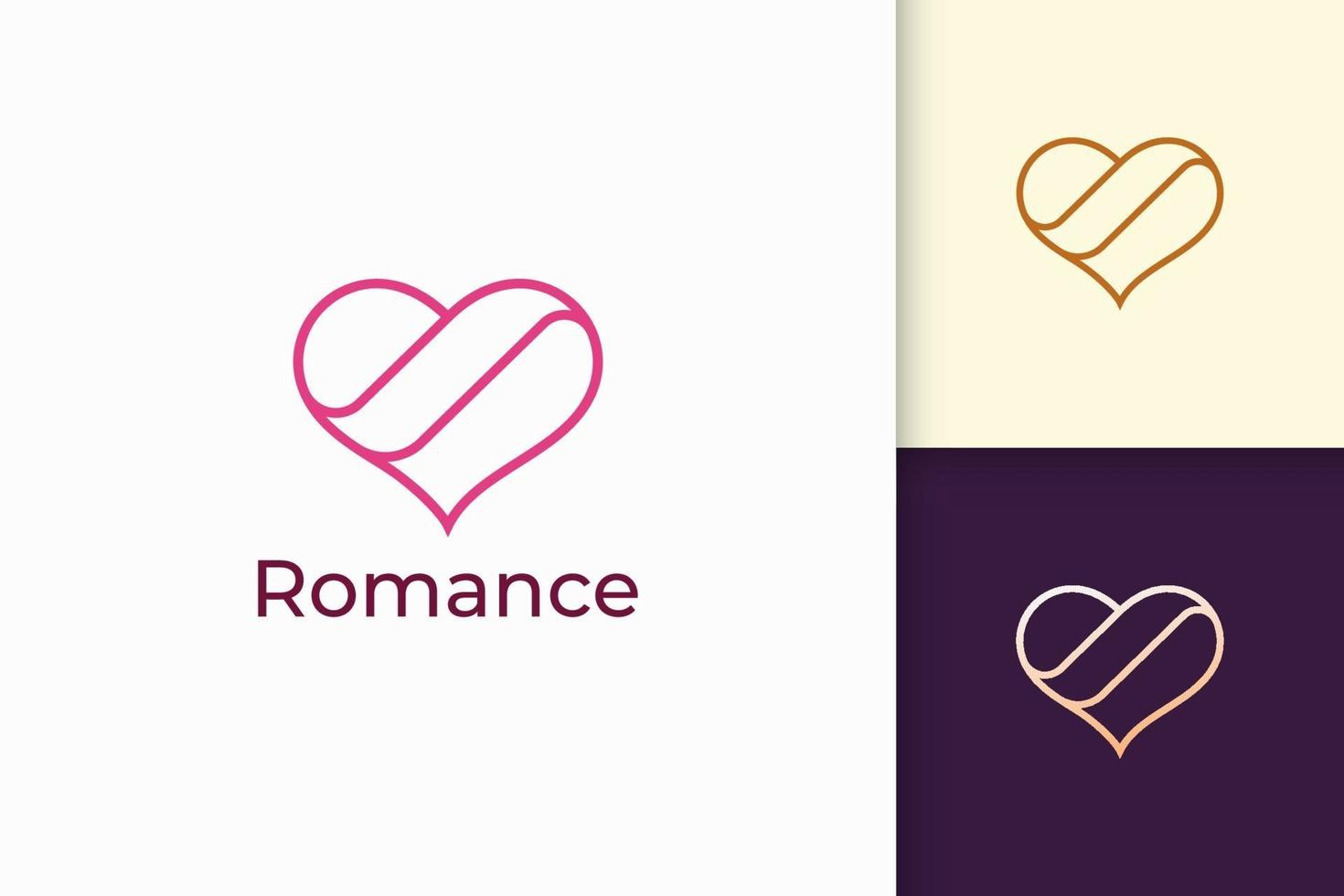 il logo della linea semplice dell'amore rappresenta il romanticismo o la relazione vettore