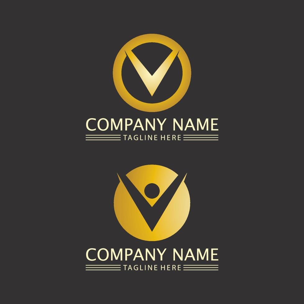 v lettera e font logo modello di identità aziendale vettore