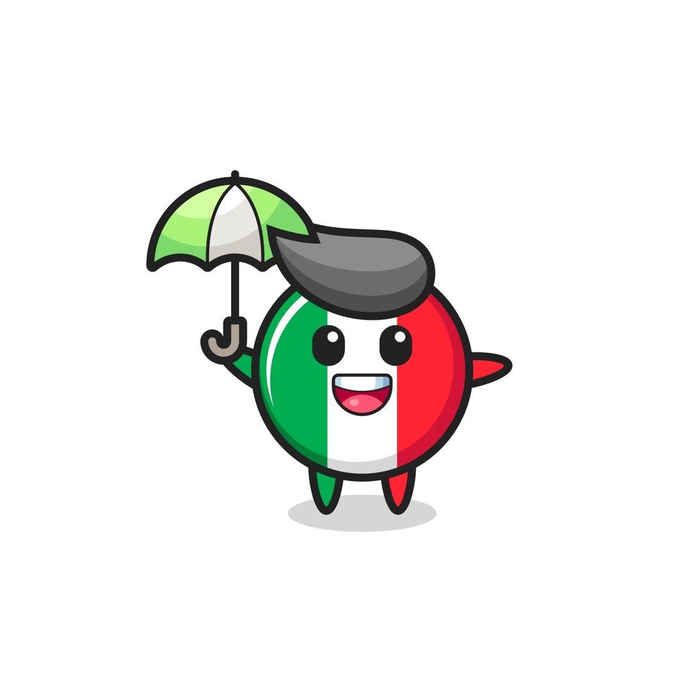 simpatica illustrazione della bandiera dell'italia che tiene un ombrello vettore