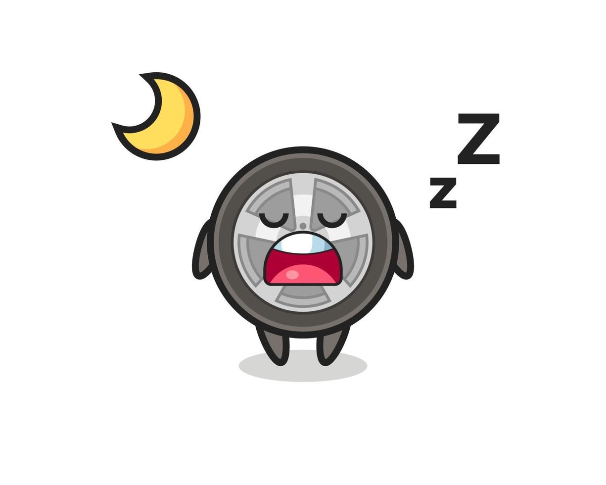 illustrazione del personaggio della ruota dell'auto che dorme di notte vettore