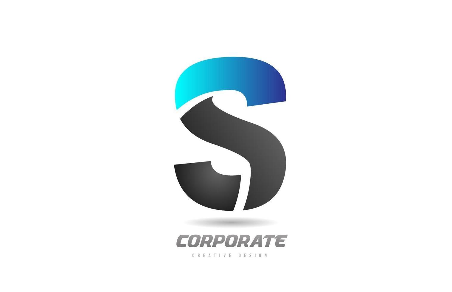 blu nero alfabeto lettera s logo icona design per il business vettore