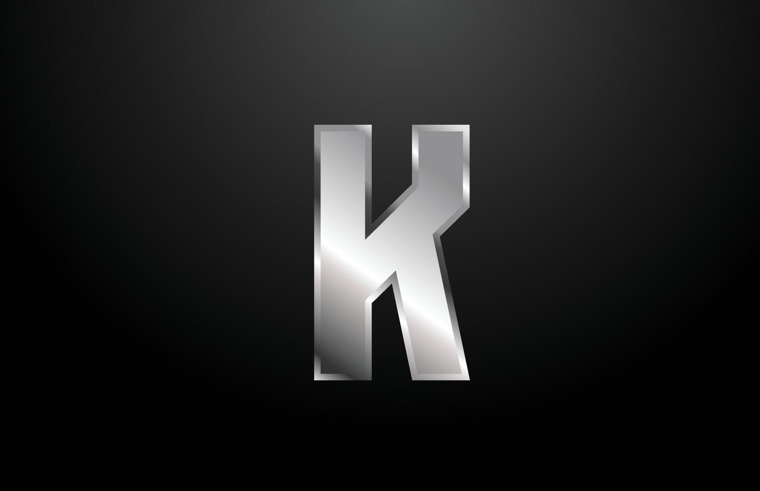 modello di progettazione dell'icona del logo della lettera k dell'alfabeto in metallo argentato vettore