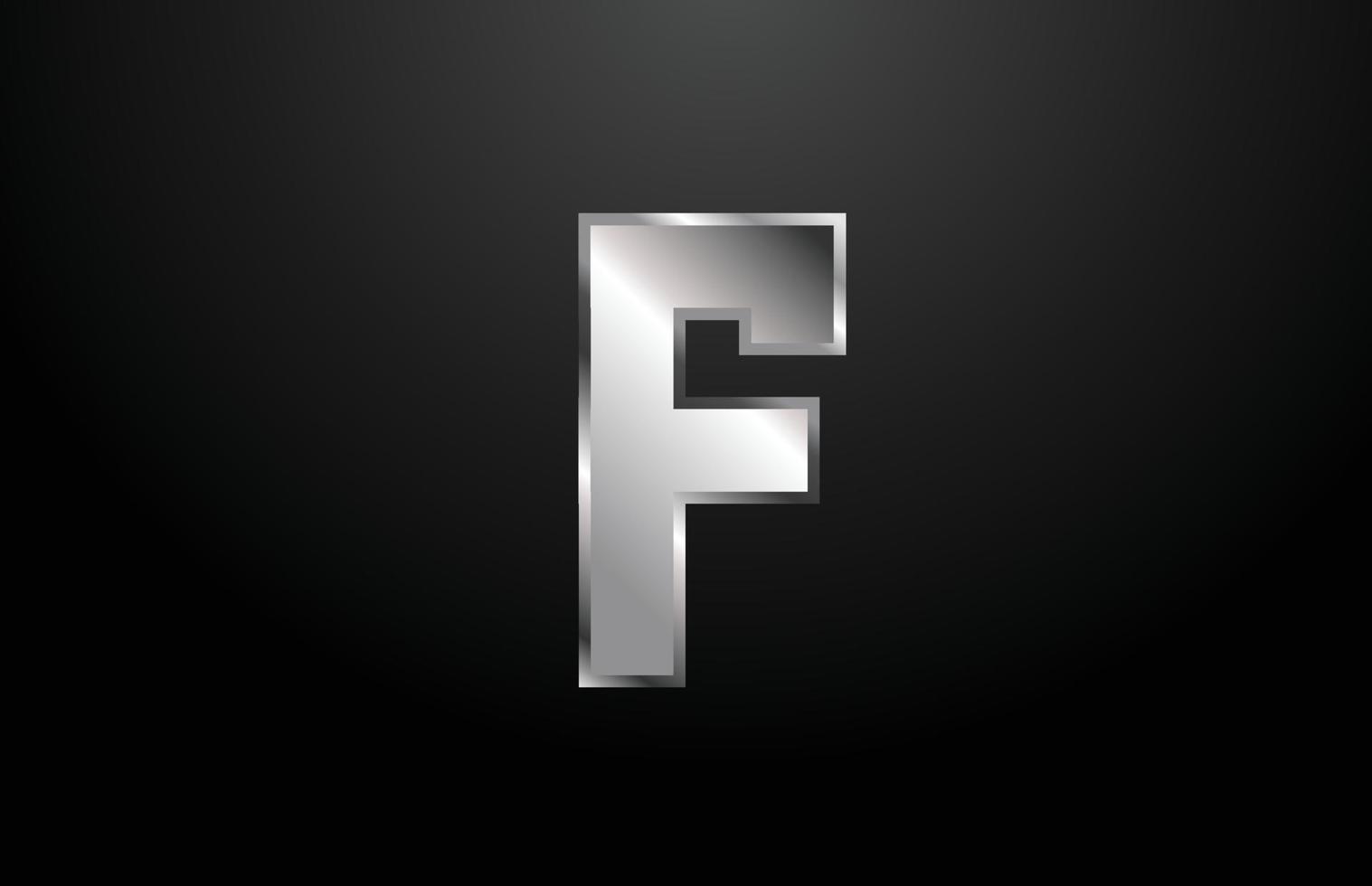 modello di progettazione dell'icona del logo della lettera f dell'alfabeto in metallo argentato vettore