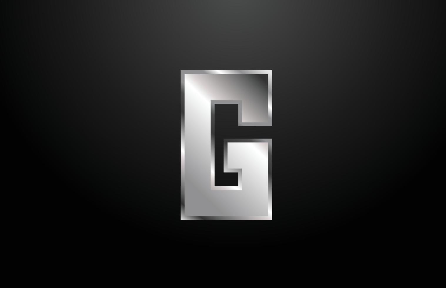 modello di progettazione dell'icona del logo della lettera g dell'alfabeto in metallo argentato vettore