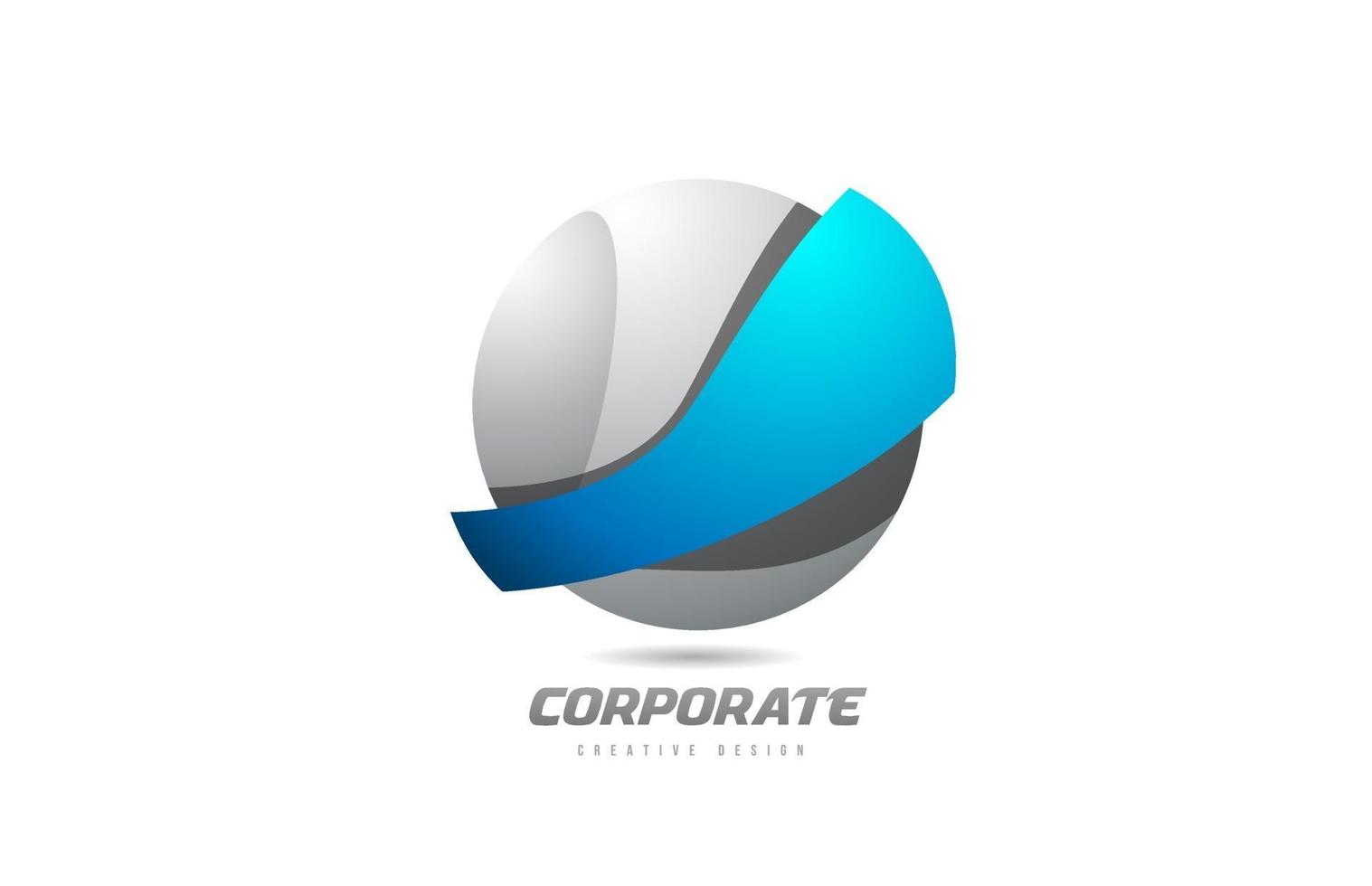 grigio blu 3d sfera corporate business logo creativo icona design vettore