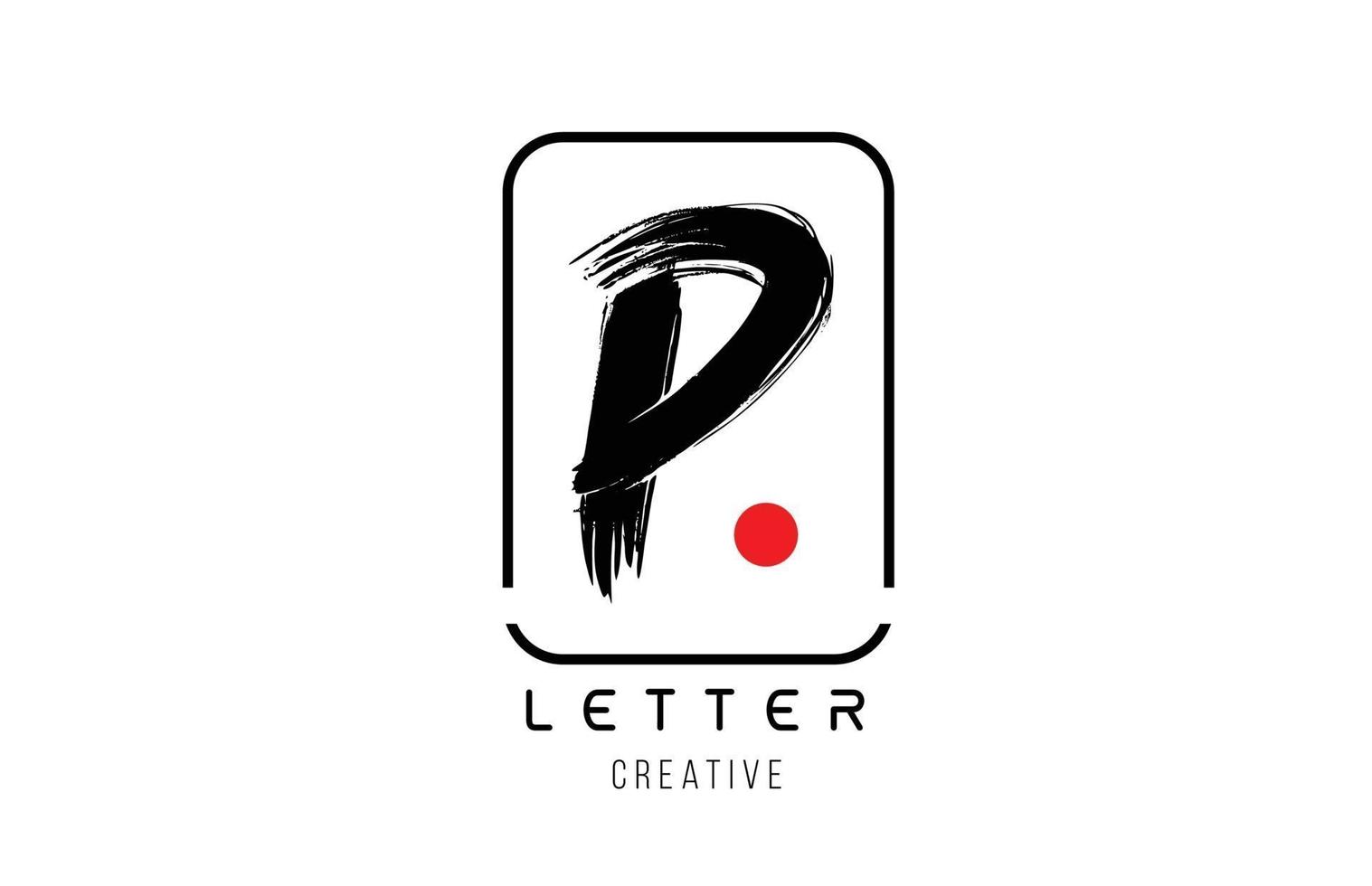 lettera alfabeto p grunge sgangherata pennello design per logo azienda icona vettore