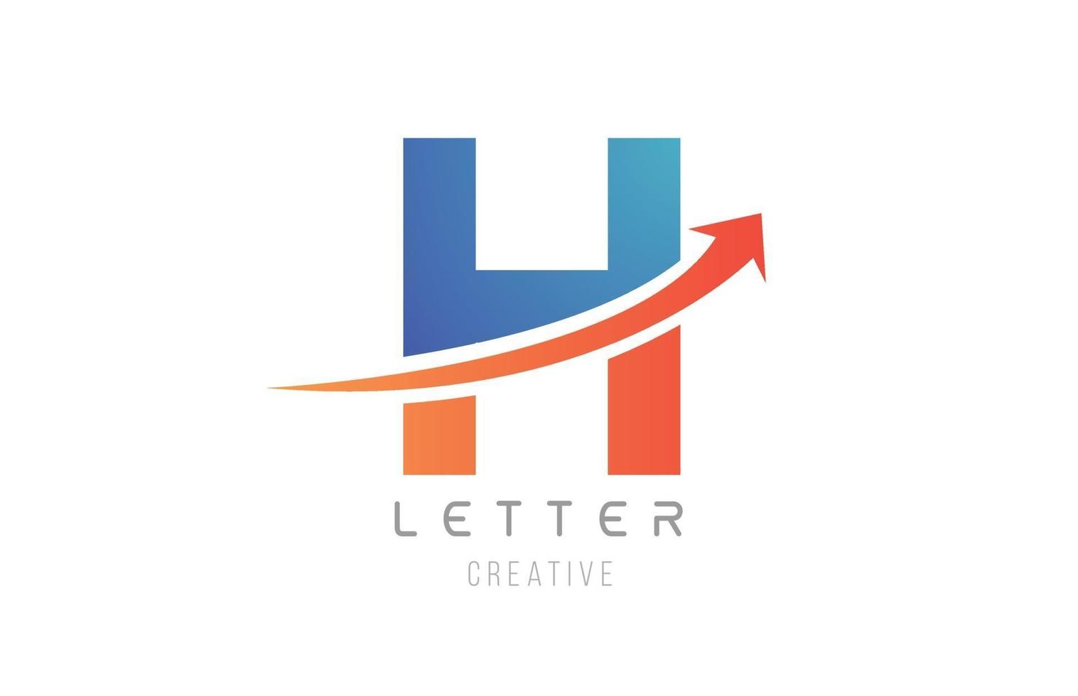 disegno dell'icona dell'alfabeto lettera h blu arancione per modello aziendale vettore