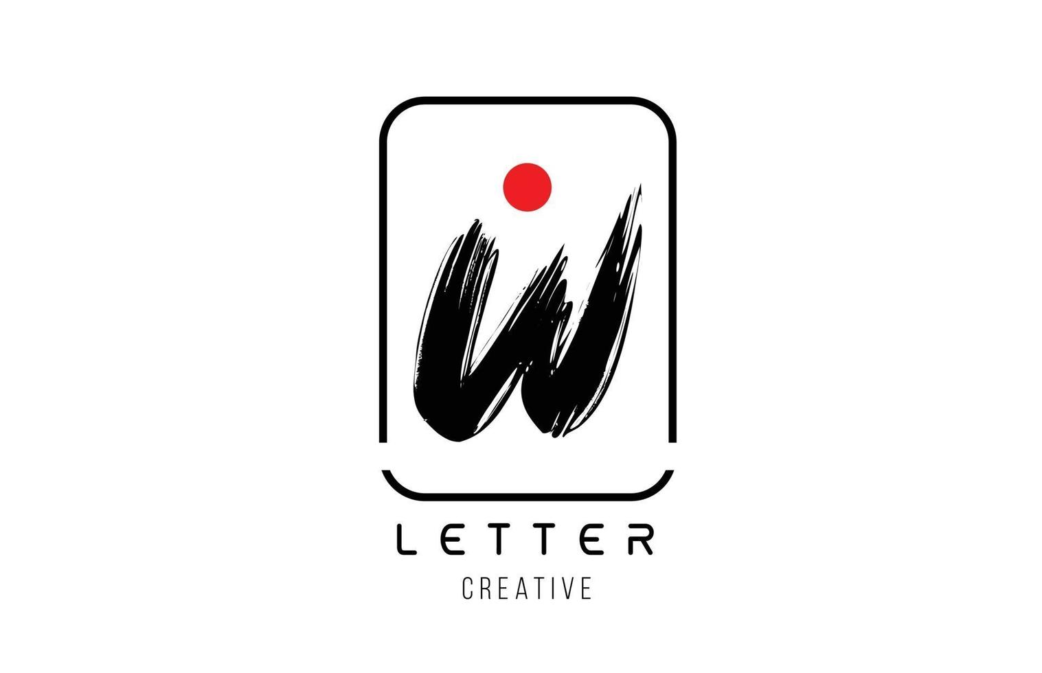 lettera alfabeto w grunge sgangherata pennello design per logo azienda icona vettore