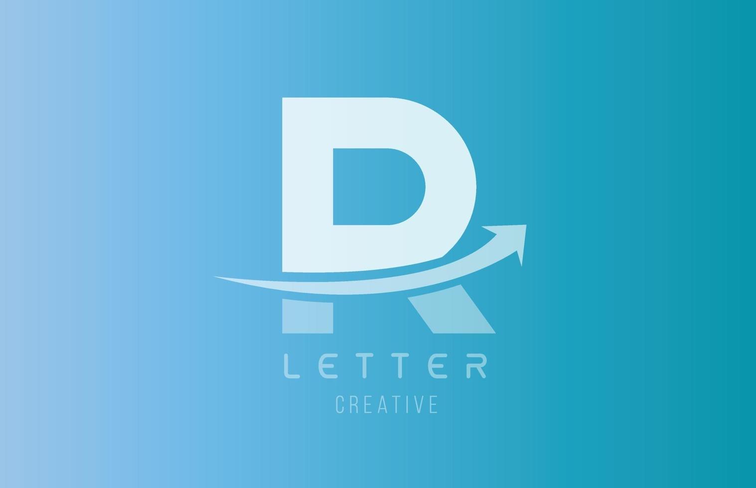 logo della lettera dell'alfabeto r in colore bianco blu per il modello di progettazione dell'icona vettore