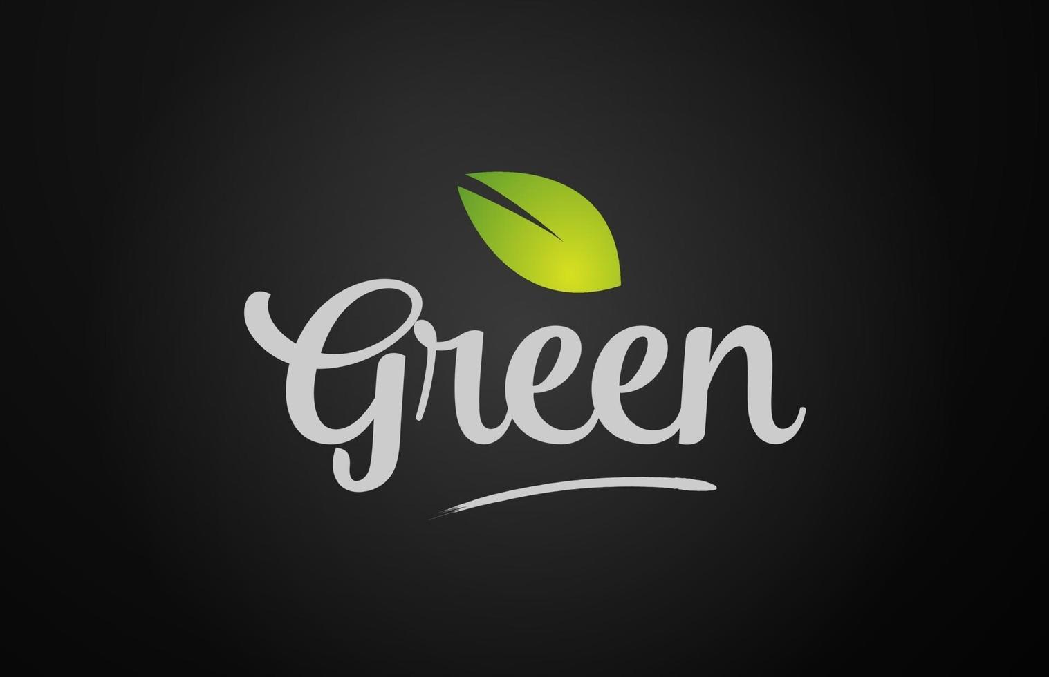 parola di testo foglia verde per logo design e tipografia vettore
