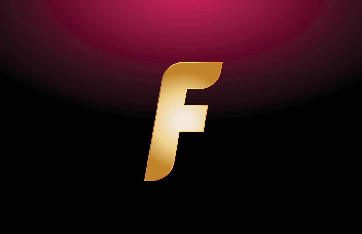 alfabeto in metallo dorato lettera f logo azienda icona design vettore