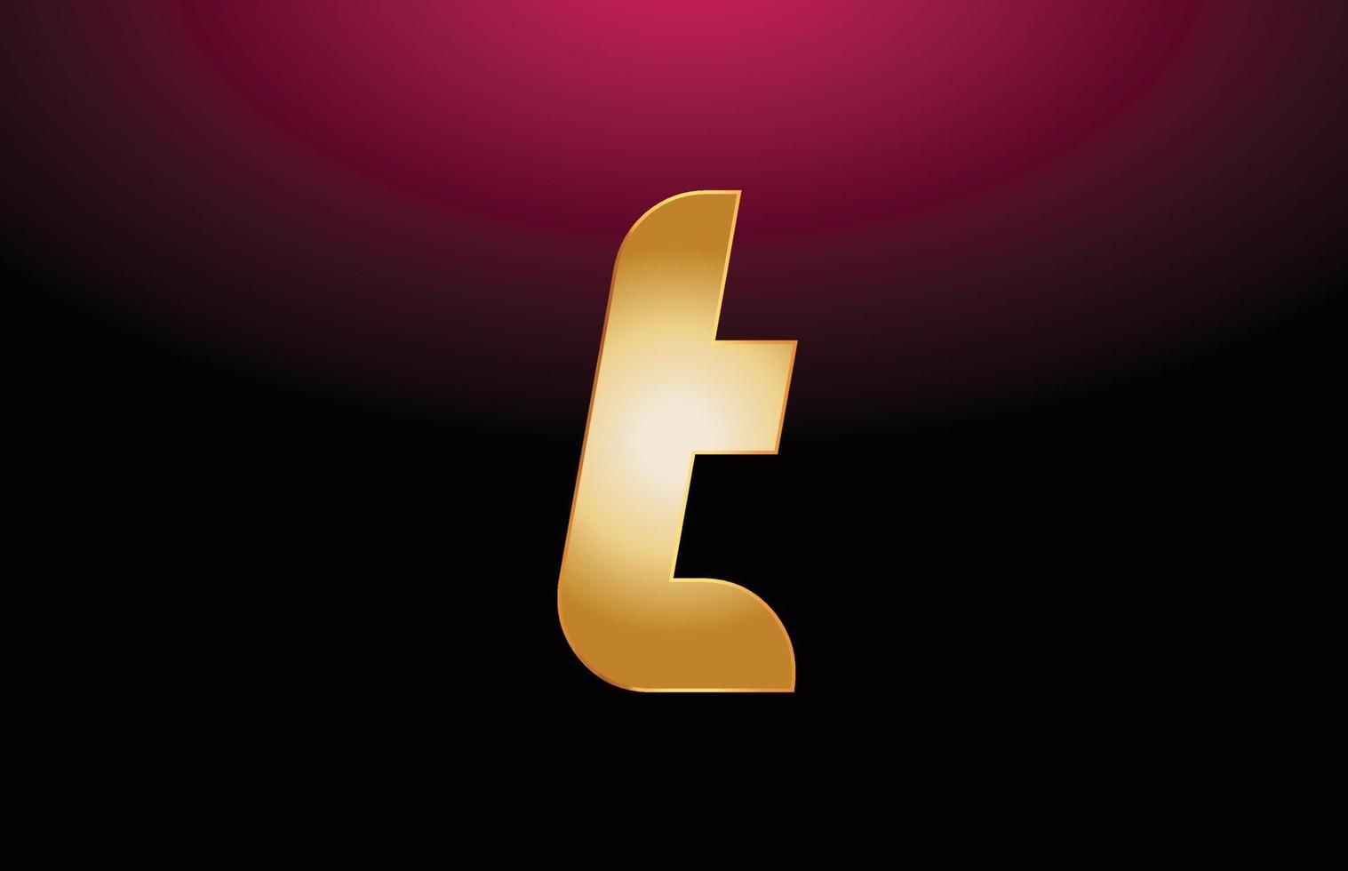 alfabeto in metallo dorato lettera t logo azienda icona design vettore