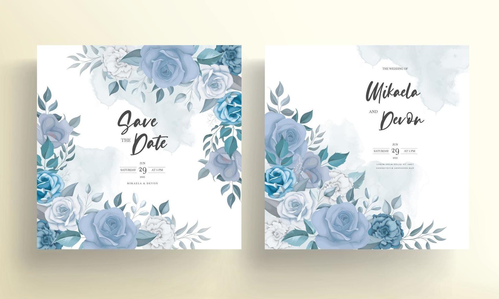 carta di invito a nozze con bellissime decorazioni floreali vettore
