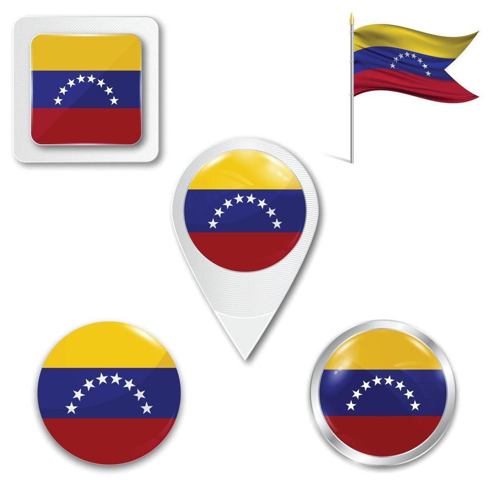 set di icone della bandiera nazionale del venezuela vettore