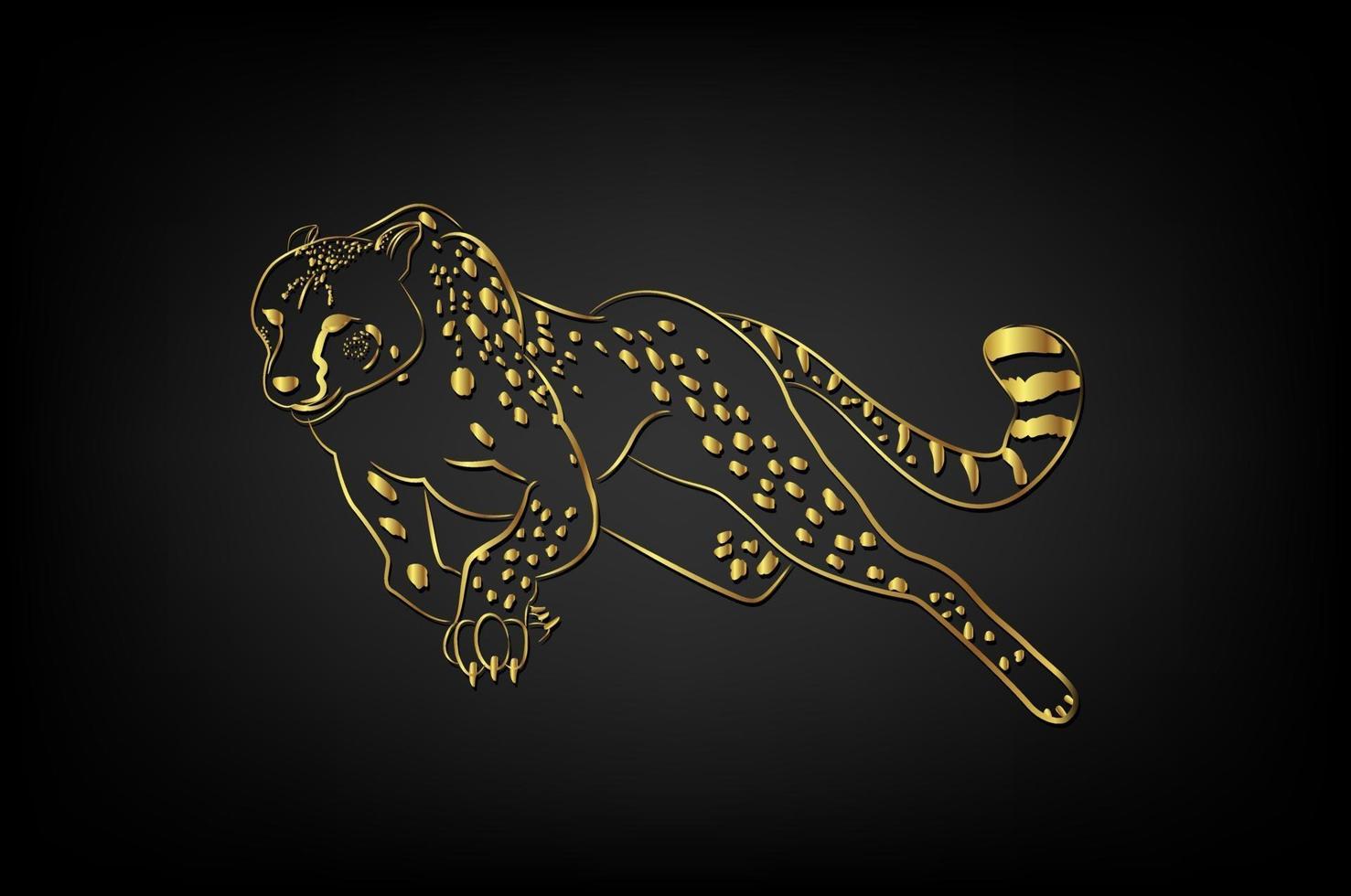 ghepardo dorato per la decorazione su sfondo nero vettore