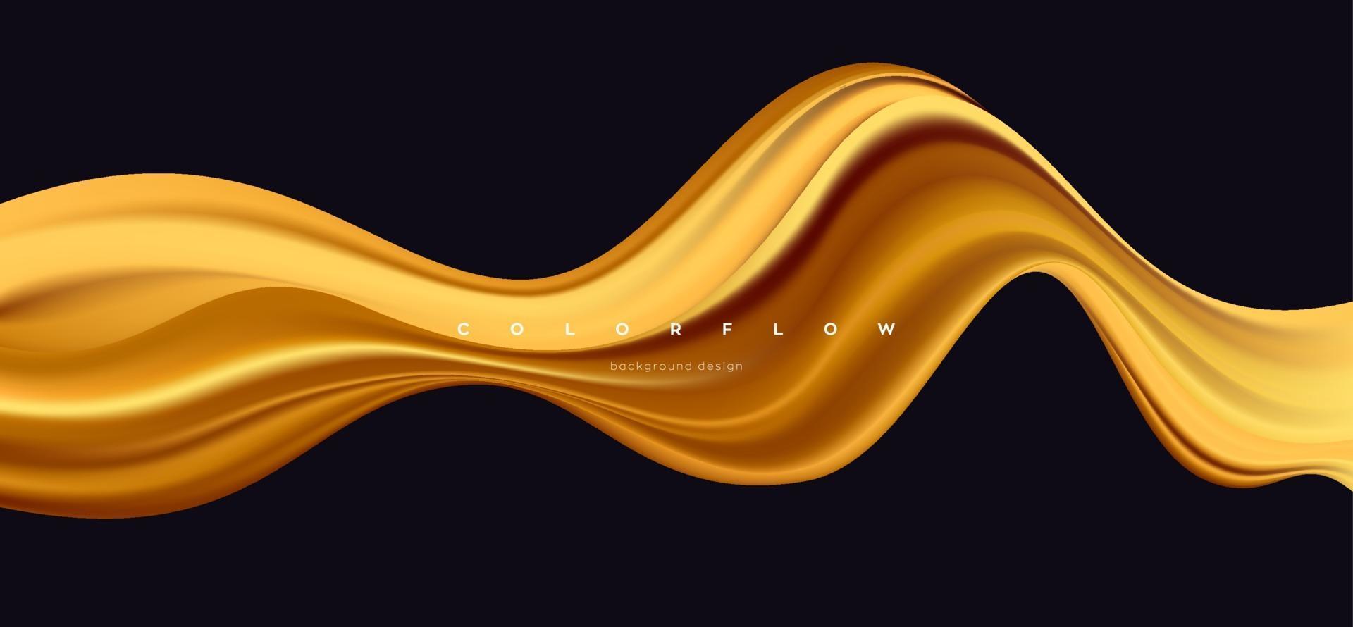 flusso di colore dorato liquido su sfondo scuro vettore
