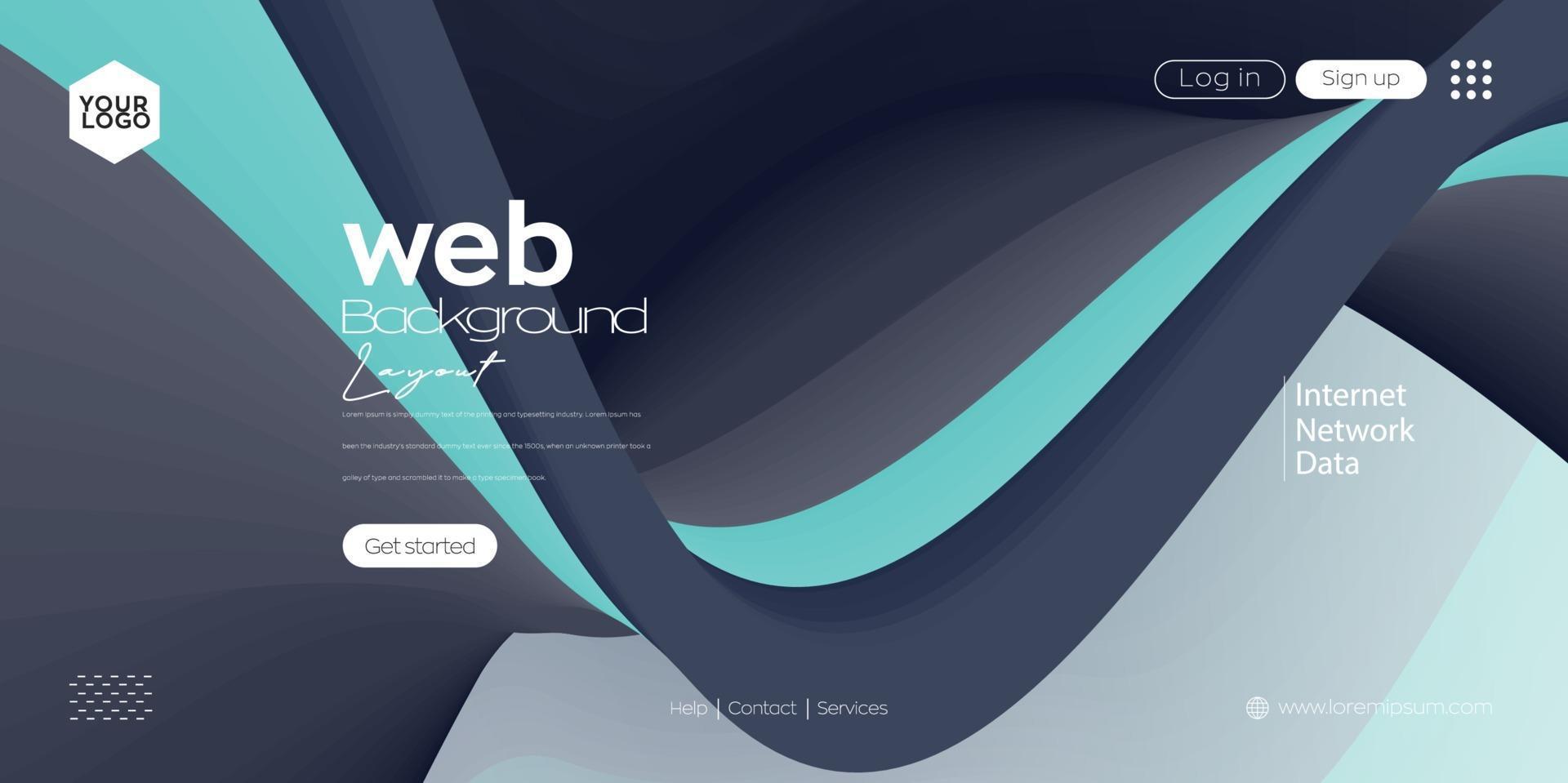 pagina di destinazione, sfondo dell'intestazione web con onda di linea colorata vettore