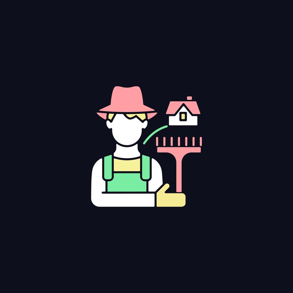 icona a colori RGB dei lavoratori rurali per il tema scuro vettore