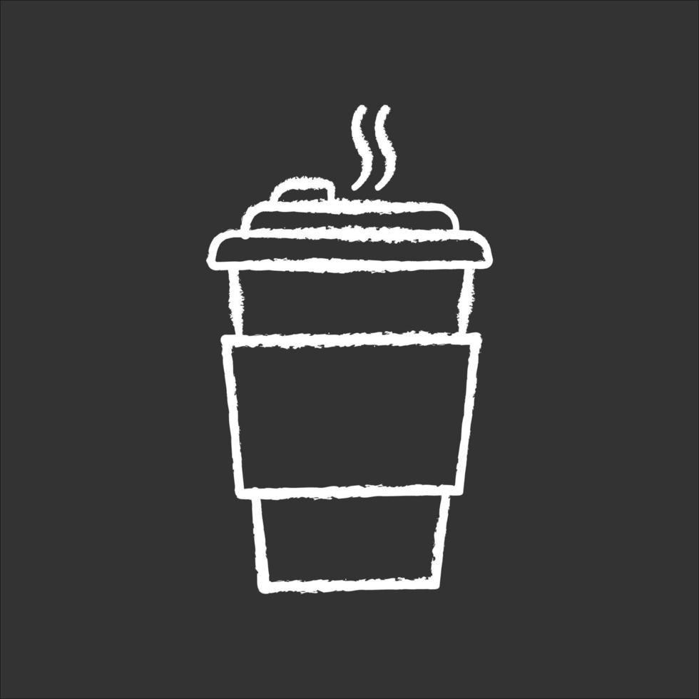 caffè per andare icona bianca gesso su sfondo nero vettore