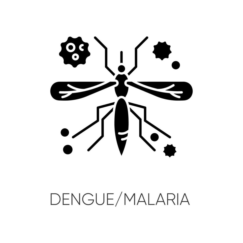 dengue, icona del glifo nero della malaria vettore