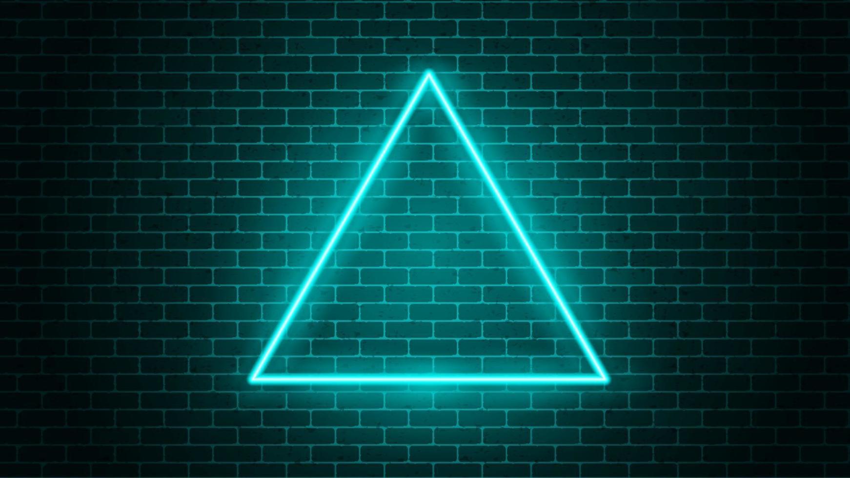 triangolo turchese al neon. cornice luminosa. illustrazione vettoriale. vettore