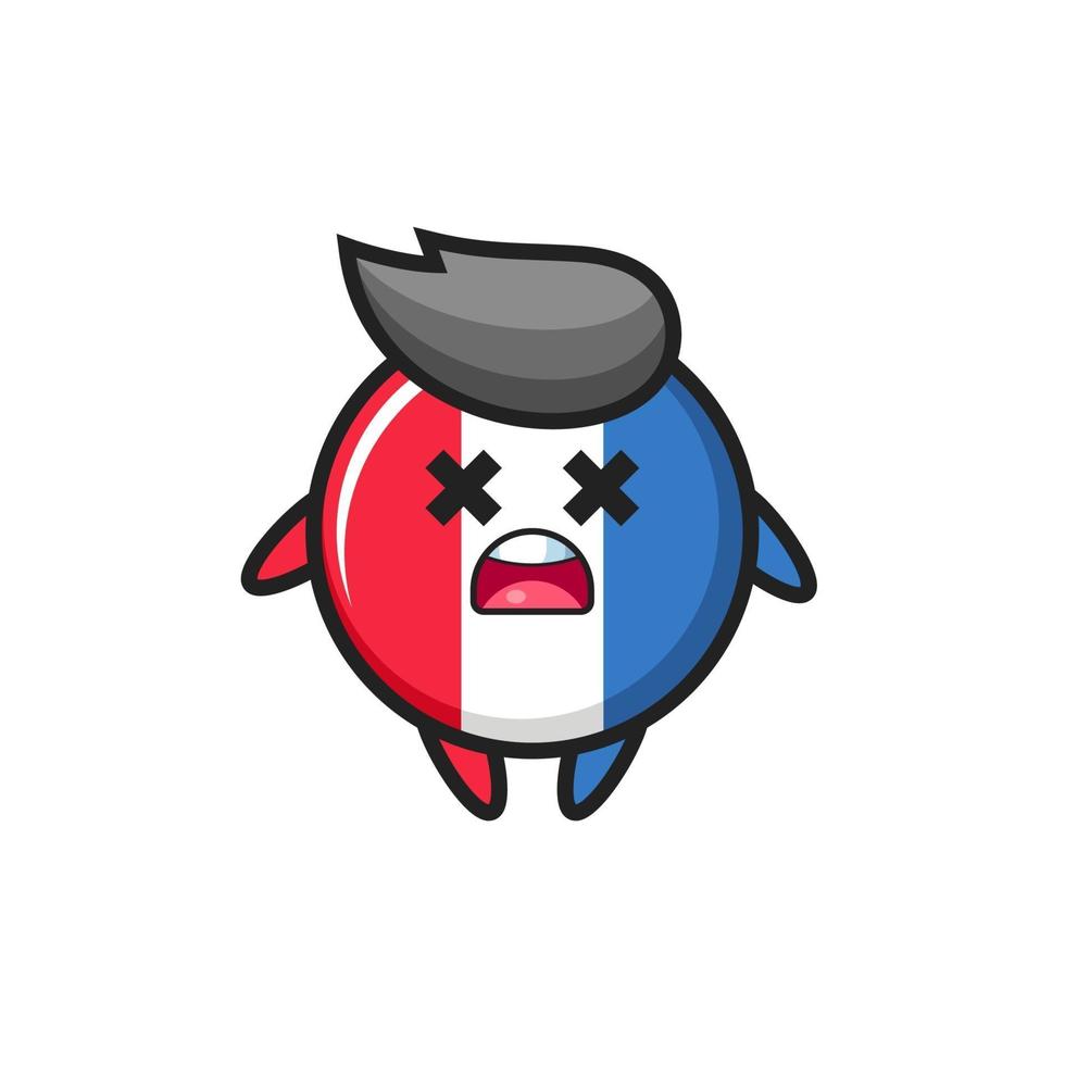 il personaggio mascotte del distintivo della bandiera della francia morta vettore