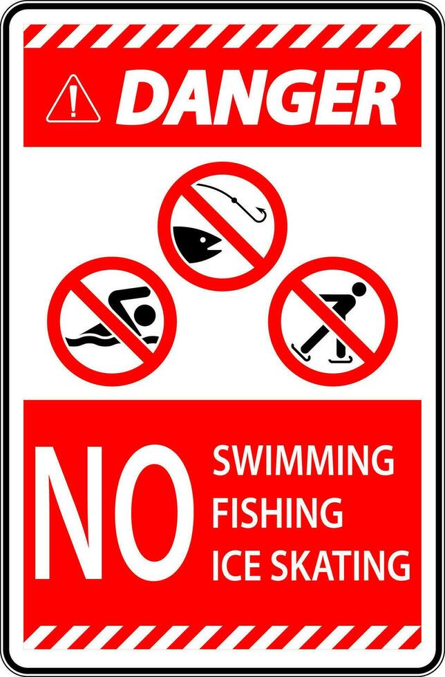 divieto cartello Pericolo - no nuoto, pesca, ghiaccio pattinando vettore