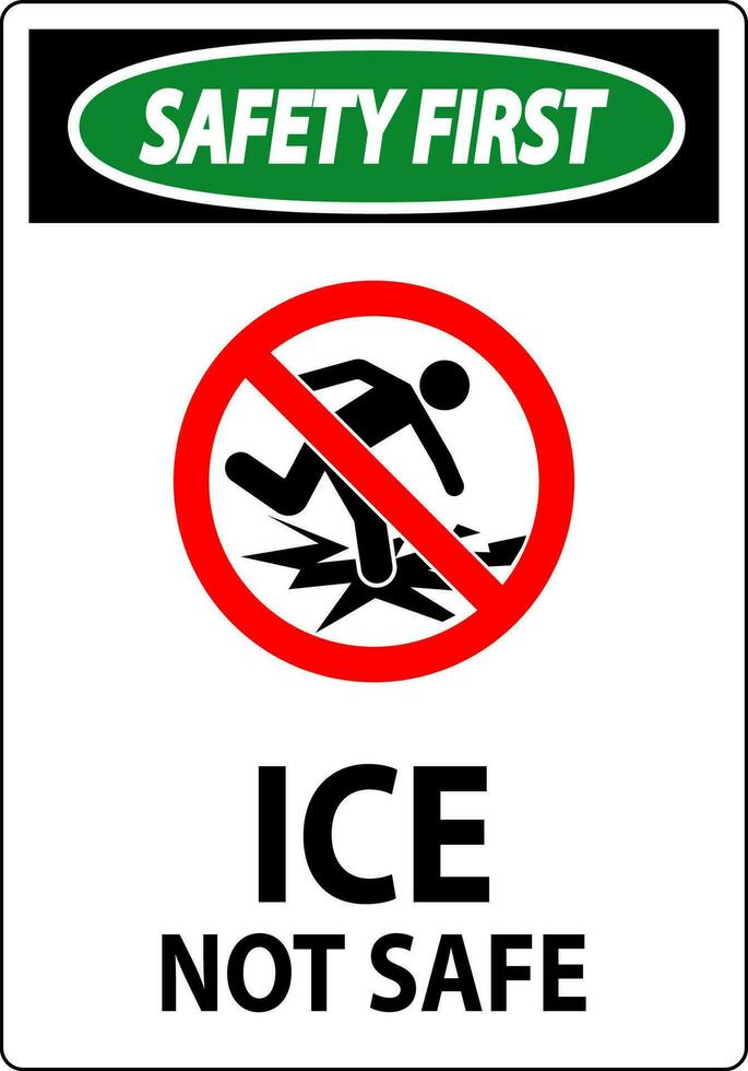 sicurezza primo cartello ghiaccio non sicuro vettore