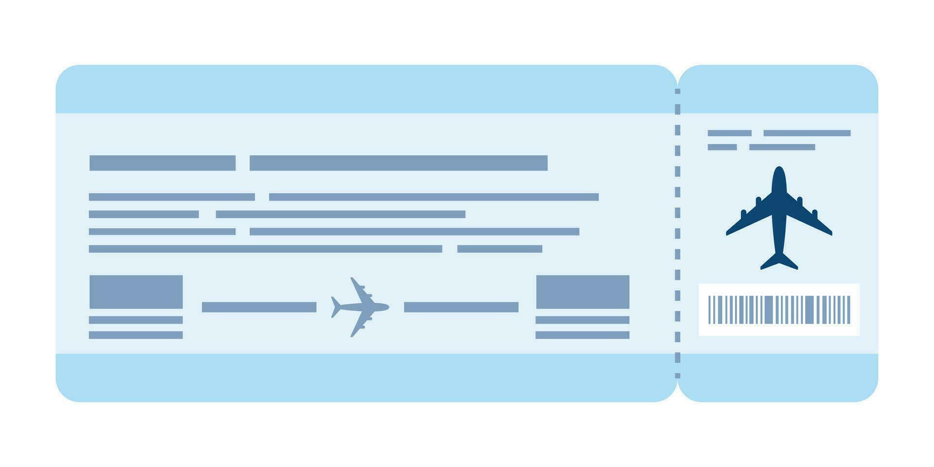 blu e bianca aereo biglietto design. aereo biglietto imbarco passaggio. concetto di viaggiare, viaggio, attività commerciale viaggio. vettore illustrazione.