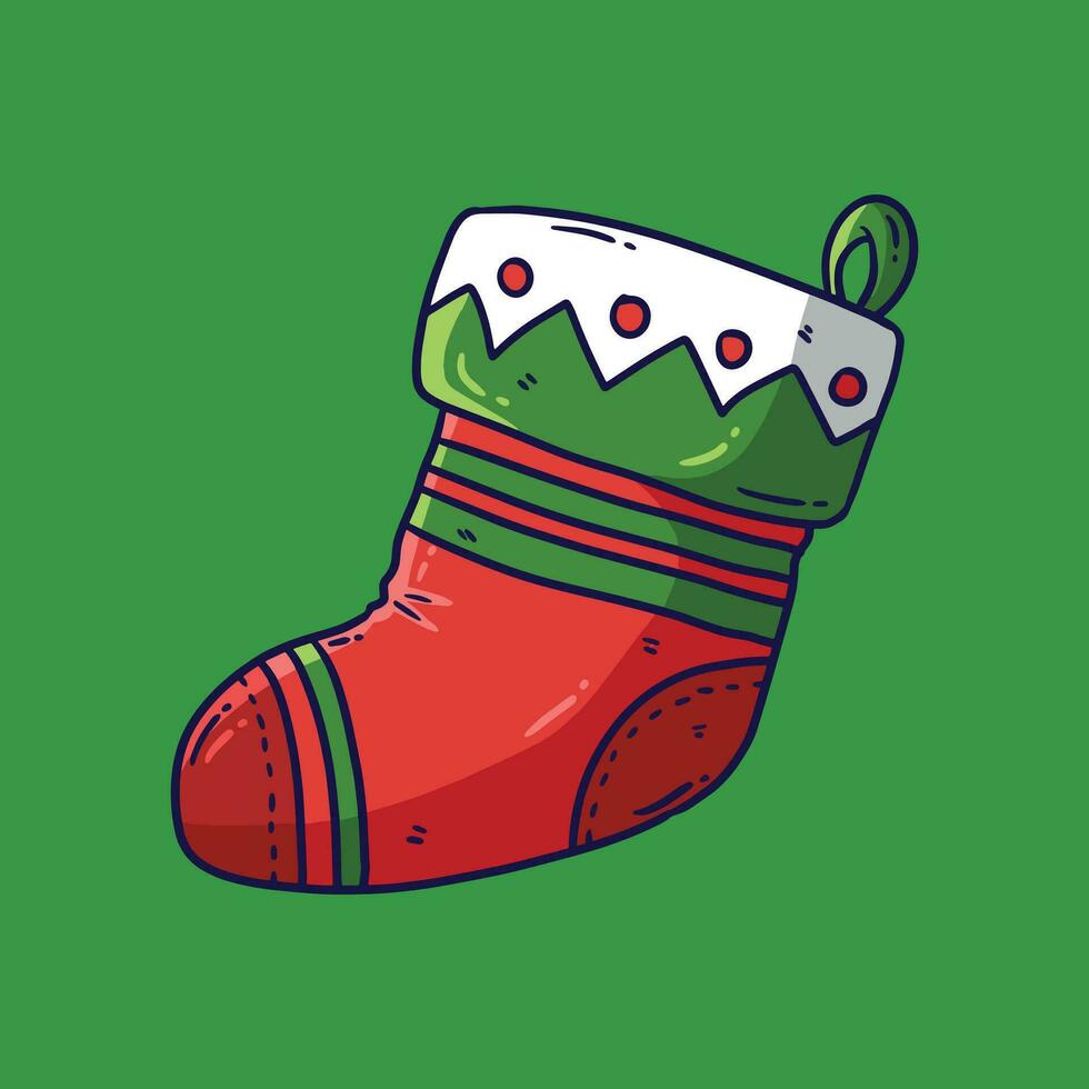 colorato decorato Natale calzini nel cartone animato vettore stile, Natale calza, a forma di calzino borse per inverno vacanze design.