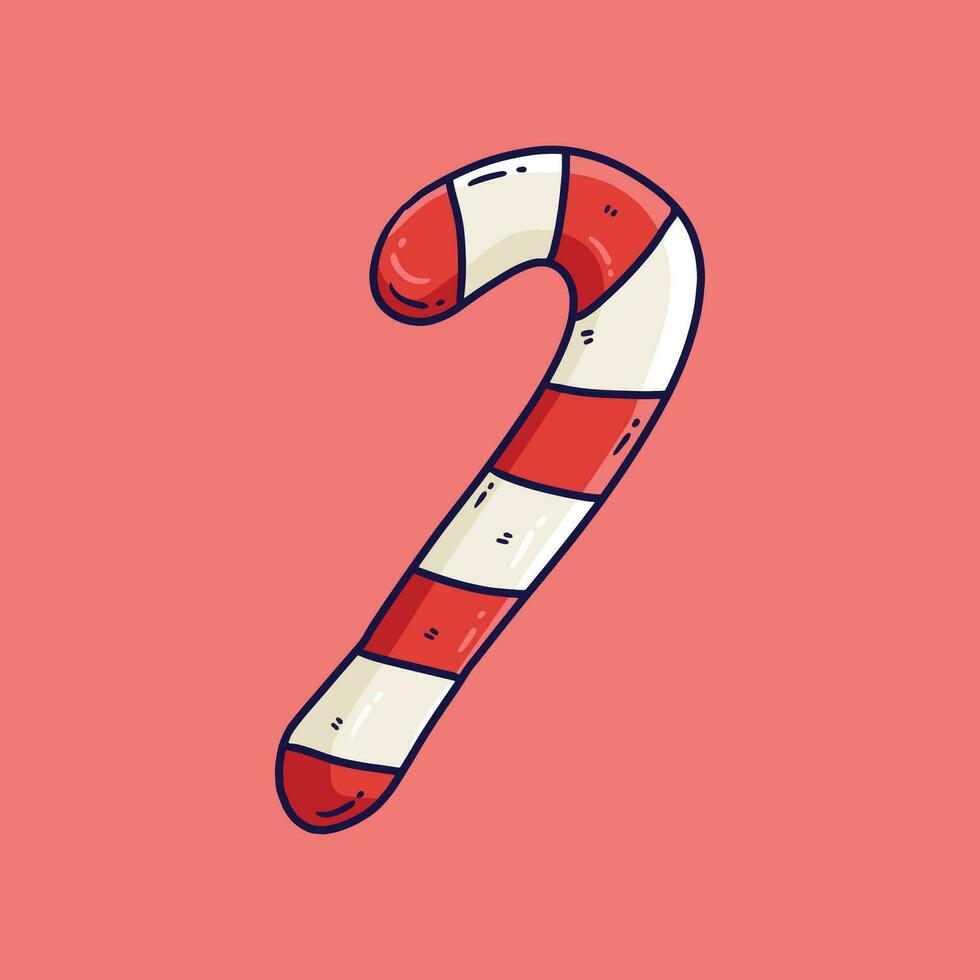 caramella canna Natale caramella cartone animato illustrazione design isolato vettore. rosso e bianca modello Natale caramella cartone animato vettore