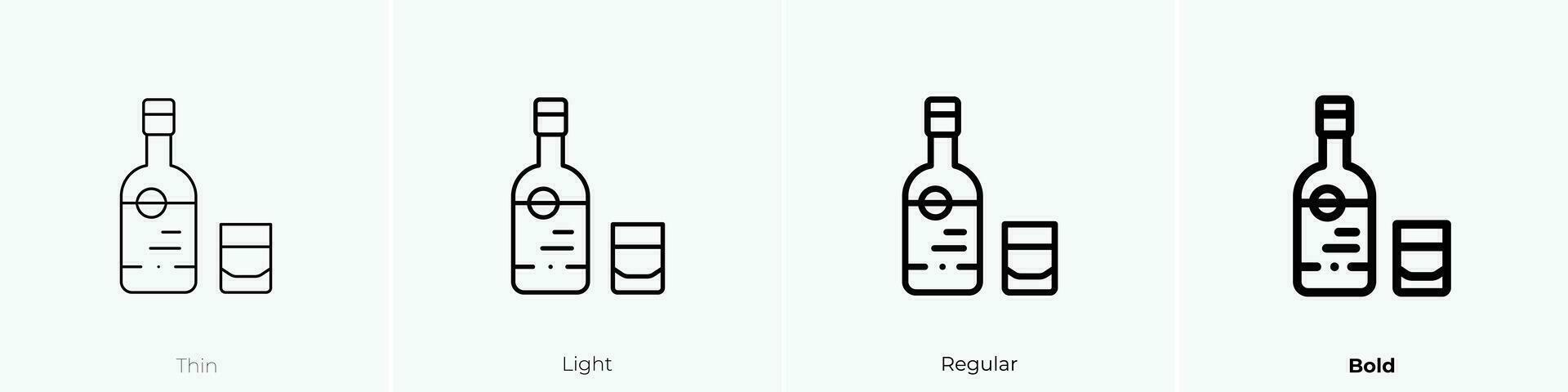 Rum icona. sottile, luce, regolare e grassetto stile design isolato su bianca sfondo vettore