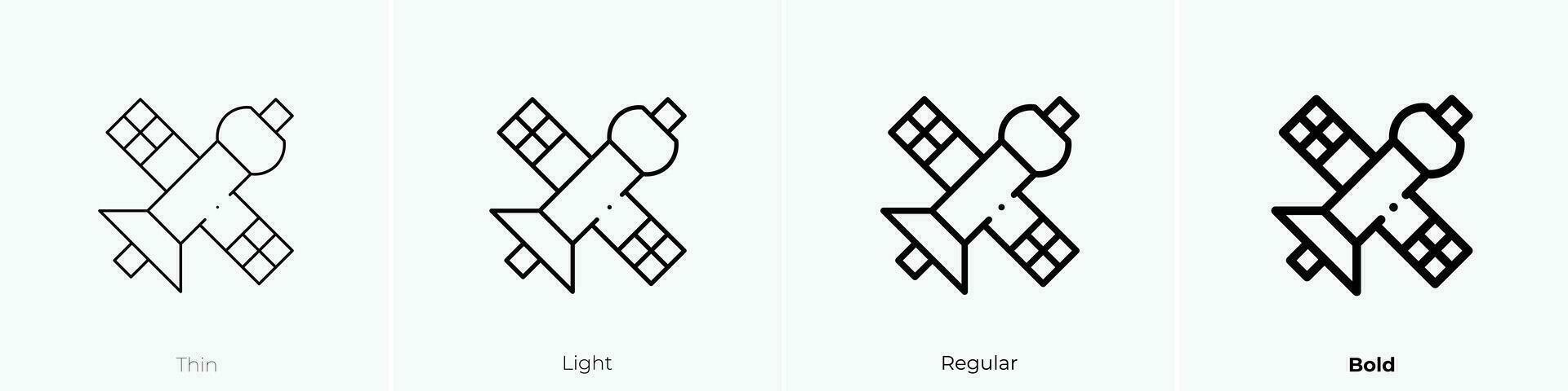 satellitare icona. sottile, luce, regolare e grassetto stile design isolato su bianca sfondo vettore